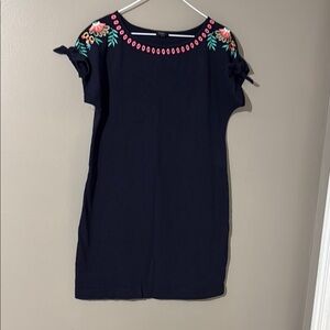 Talbots Embellished Blue Red Flutter Sleeve Mini Dress